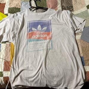 Adidas White and Blue Logo Men's Tee